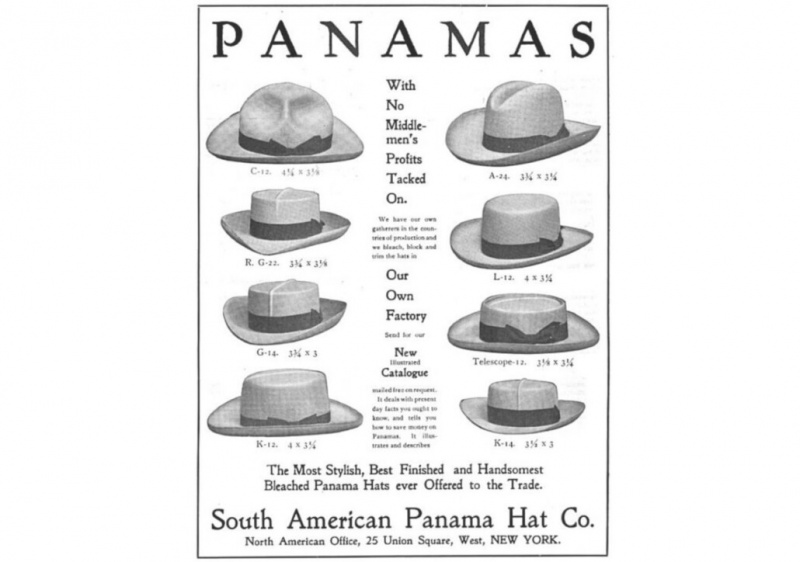 Annonce de chapeau panama vintage