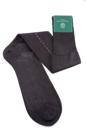 Tmavě šedé ponožky s vínovými a bílými hodinami v bavlně - Fort Belvedere