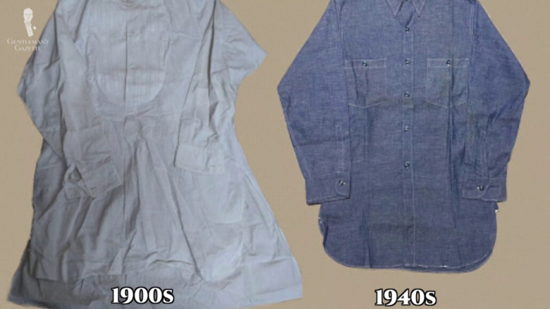 Une comparaison des chemises habillées des années 1900 et 1940.
