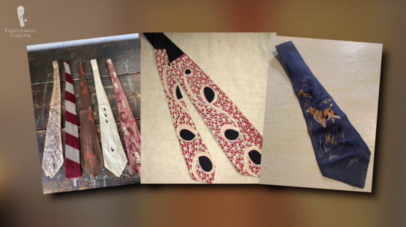 Au cours des années 40, les motifs de cravates et les imprimés plus audacieux sont devenus populaires.