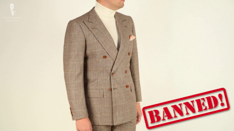 De même, les vestes à double boutonnage ont été interdites en Grande-Bretagne pendant la Seconde Guerre mondiale.