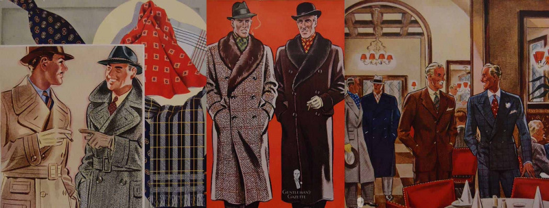 毛皮の襟付きメンズ オーバーコートと 1930 年代のファッション