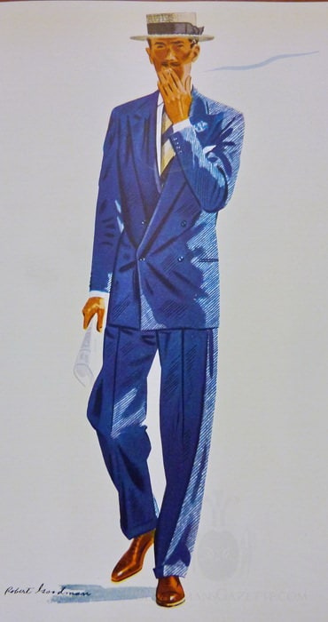 Modrý jarní oblek Apparel Arts 1939 – dvouřadý