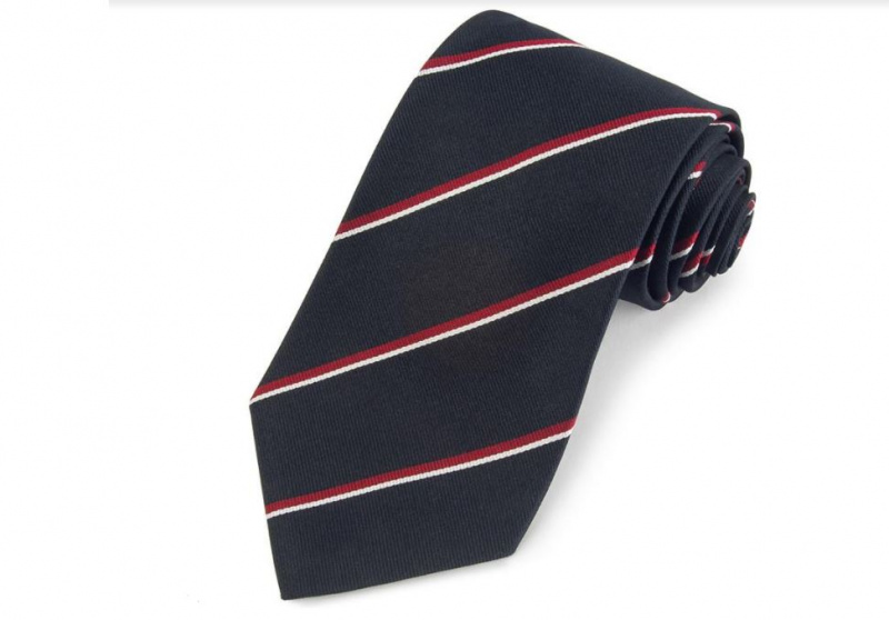 Plukovní pruhovaná kravata Benson & Clegg v námořnické, červené a bílé barvě