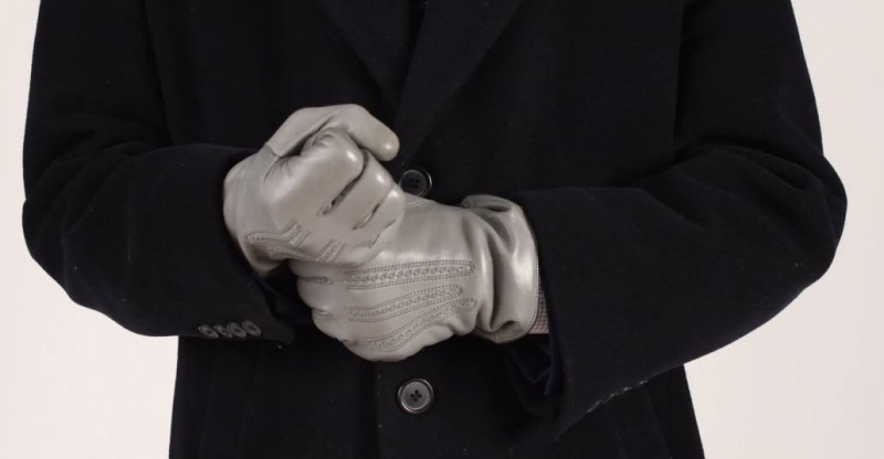 Středně šedé jehněčí kožené rukavice Nappa z Fort Belvedere