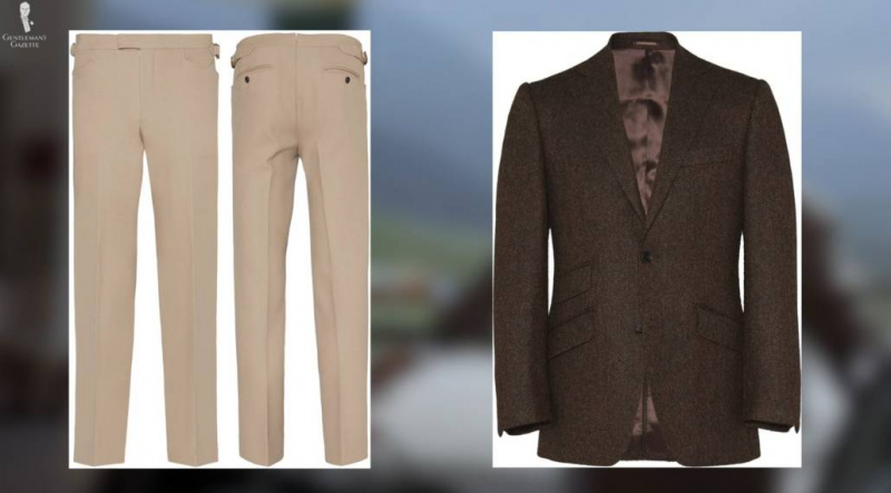 A jaqueta e as calças Mason & Sons fariam uma roupa refinada inspirada no campo.