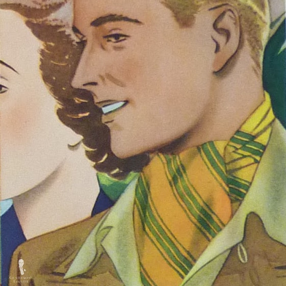 Un jeune homme des années 1930 portant un foulard comme cravate
