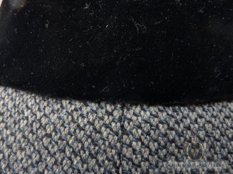 Col en Velours Noir avec Tweed Gris, Noir, Bleu