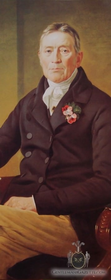 Britský gentleman s Boutonnierem v knoflíkové dírce v polovině 19. století