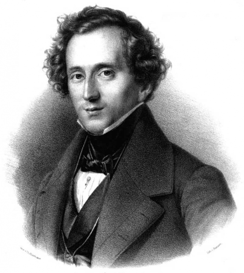 Felix Mendelssohn-Bartholdy vestindo uma gravata no estilo de dOrsay