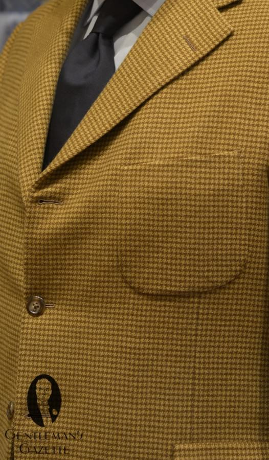 Magnifique manteau de sport pied-de-poule Oxxford avec poches plaquées