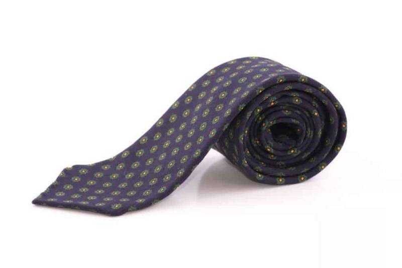 Вунена кравата Цхаллис у тамноплавој боји са малим геометријским узорком - Форт Белведере