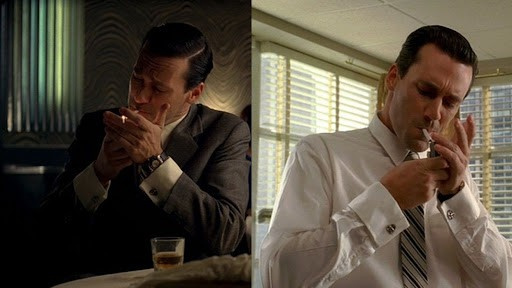 Don Draper dans les scènes de Mad Men portant des boutons de manchette.
