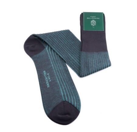 Stínové pruhované žebrované ponožky šedé a tyrkysově zelené Fil d