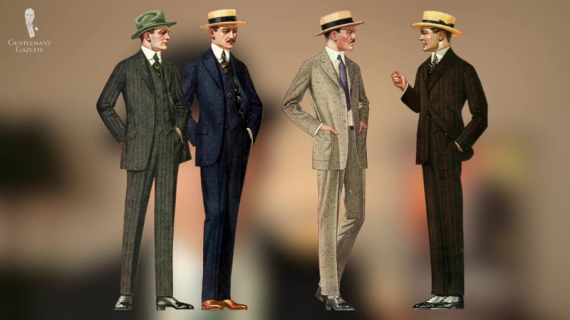 Les costumes du milieu des années 1910 étaient plus ajustés.