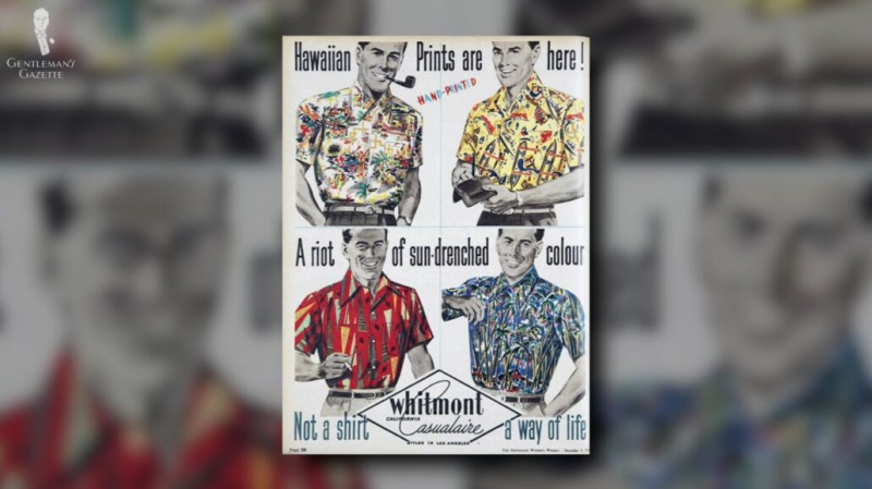 Vuoden 1951 Whitmont Hawaiian Shirts -mainos [Image Credit: Vintage Dancer]