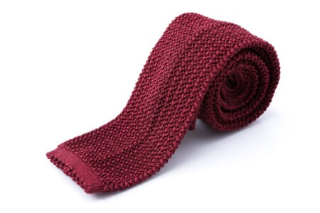 Cravate Tricot en Soie Solide Rouge Bordeaux