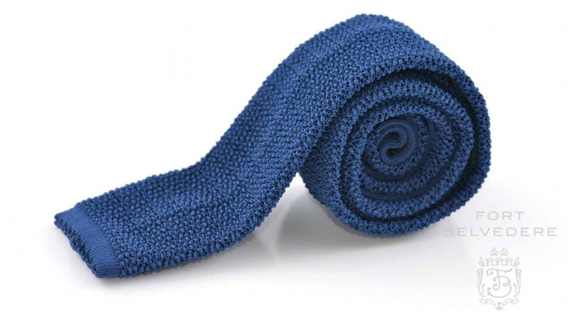 Cravate Tricot en Soie Solide Bleu de Prusse - Fort Belvédère