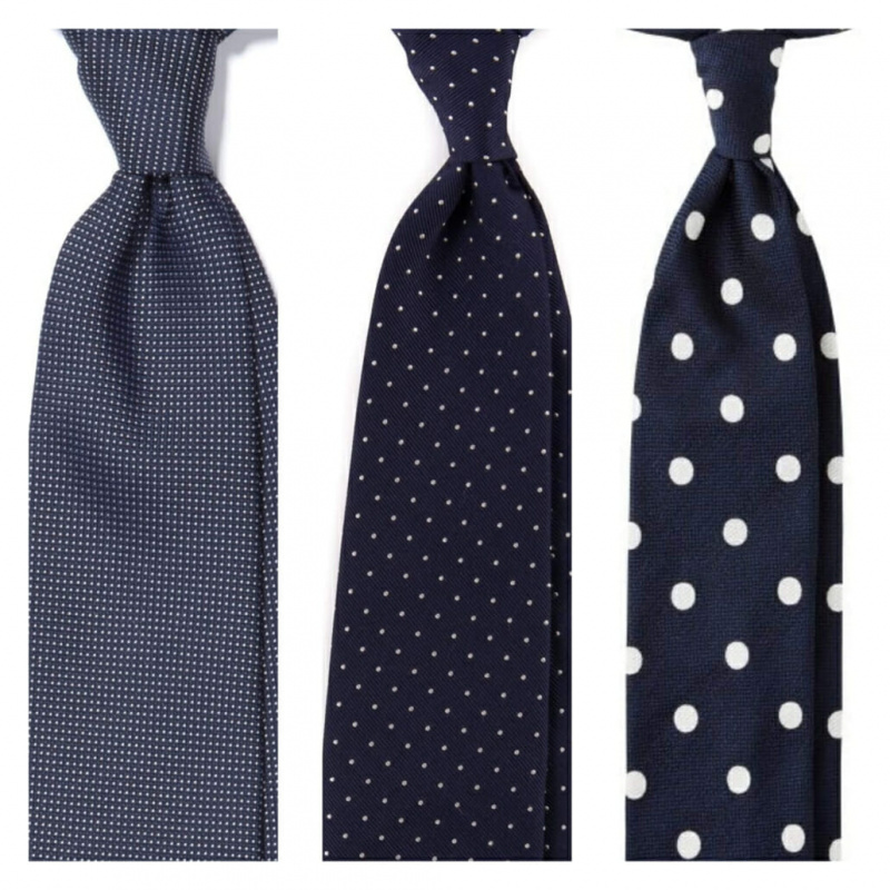 Diferentes tamanhos de pontos em gravatas