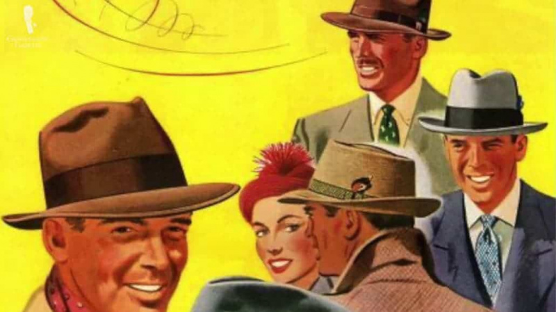 1950-luvun miehet nauttivat hatuista (ja hattunauhasta) monissa väreissä.