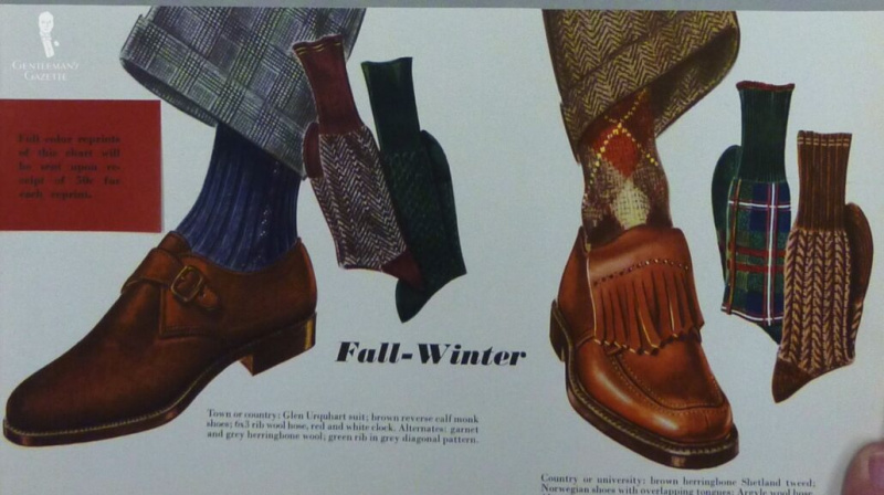 Podzimní a zimní reklama na různé vzorované vintage ponožky