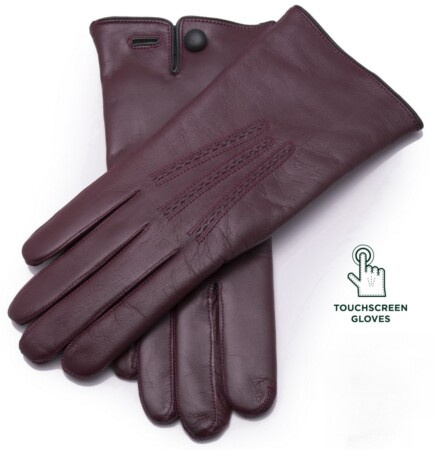 Vínové šatové rukavice s dotykovým displejem Jehněčí kůže Nappa od Fort Belvedere