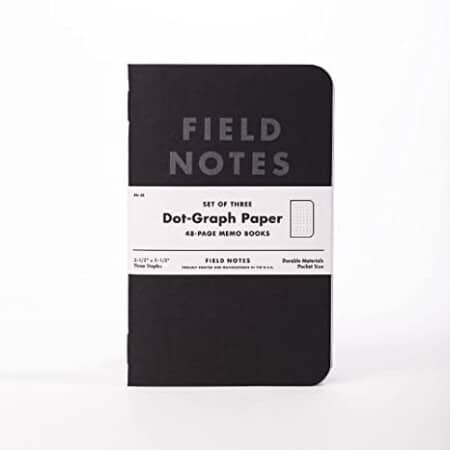 Field Notes Pitch Black Dot Grid -muistiokirjat, 3 kpl
