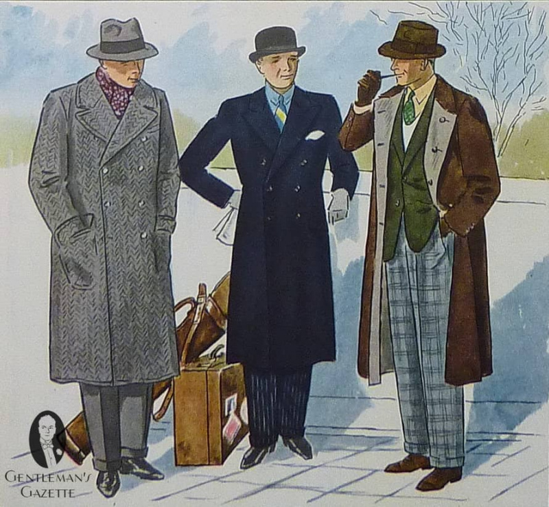 Сиве рукавице са тамноплавим палет капутом и пословним оделом на пруге од креде