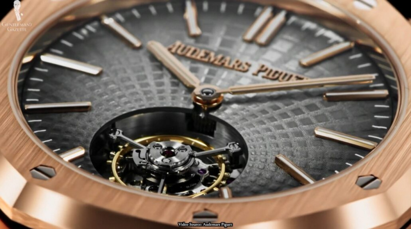 Detailní záběr na tourbillon v hodinkách Audemars Piguet [Image Credit: Audemars Piguet]