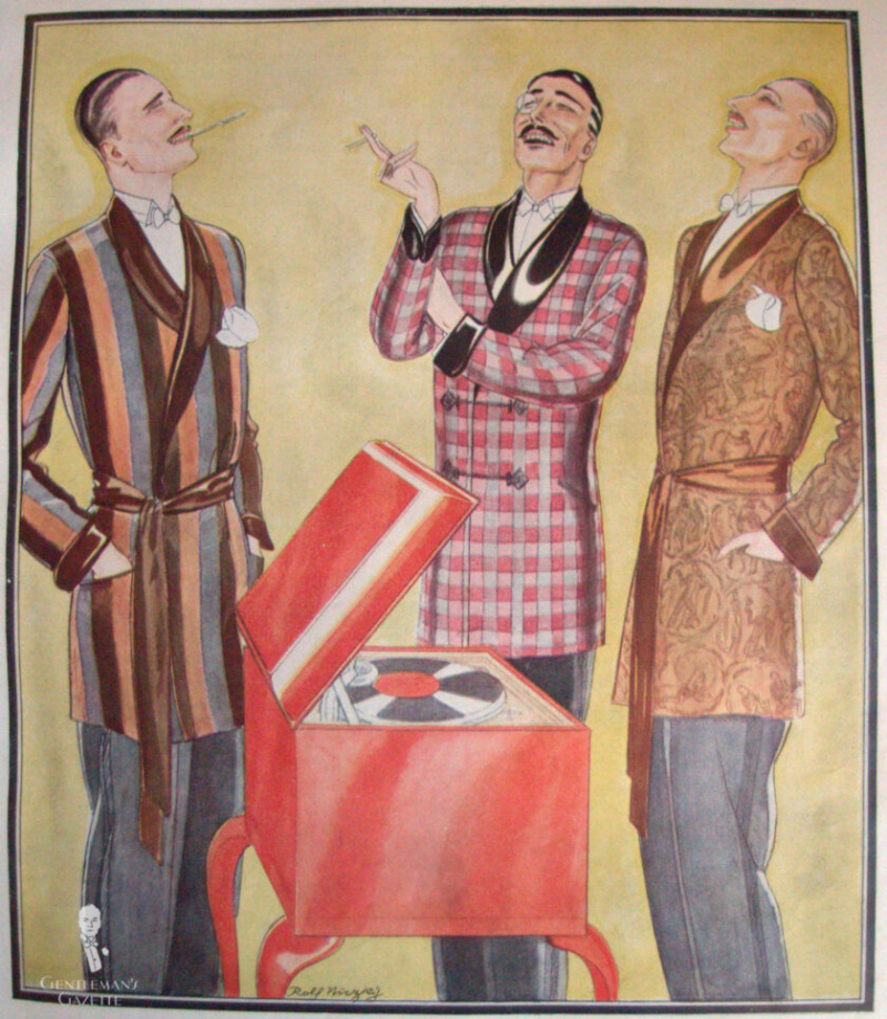 Илустрација мушкараца који се смеју, од којих један носи прстен на малом.