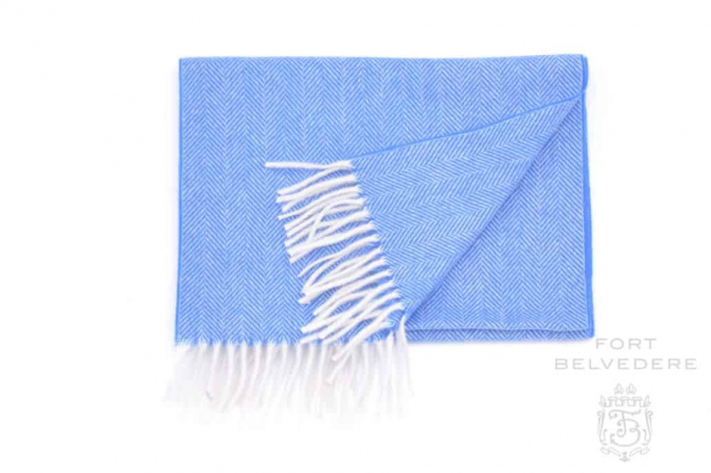 Écharpe en cachemire pour homme en motif à chevrons bleus 72 x 12 pouces – Fort Belvedere