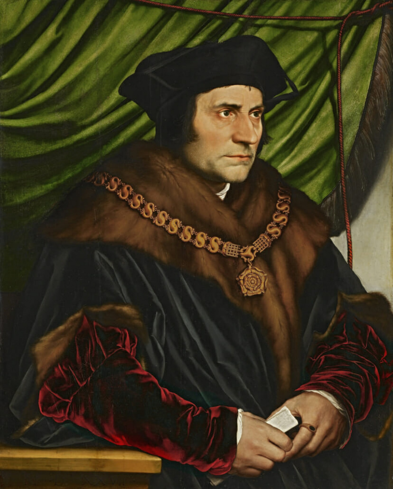 Un portrait de Sir Thomas More par Hans Holbein montrant le sujet