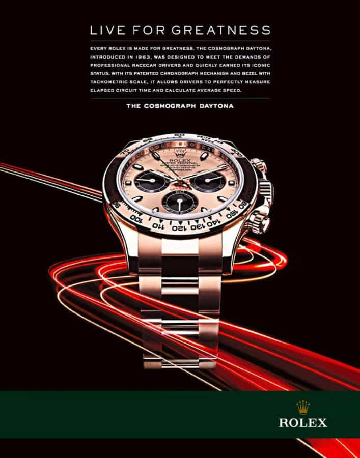 Publicité Rolex Daytona moderne