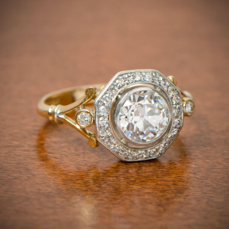 Antik guld och diamant förlovningsring