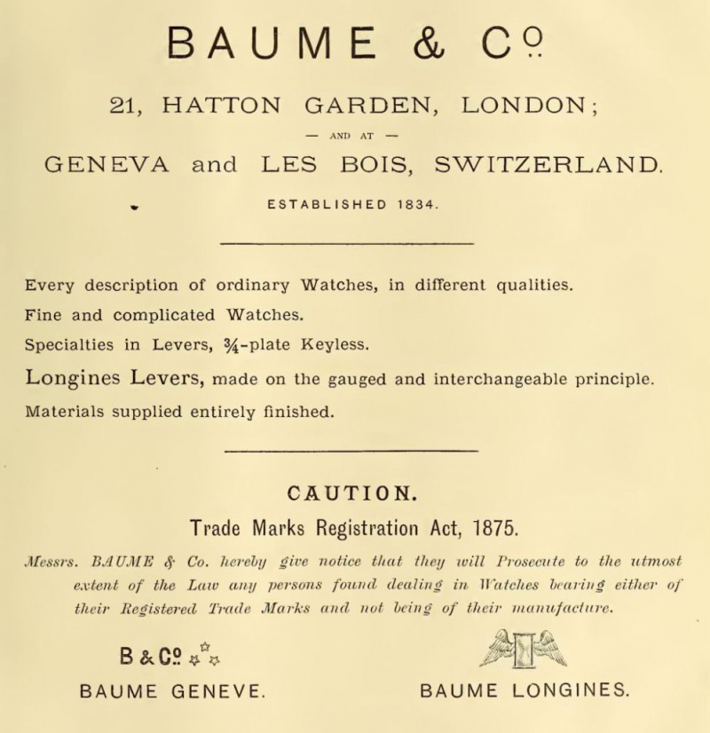 Un viejo anuncio de Baume en la dirección de Hatton Garden