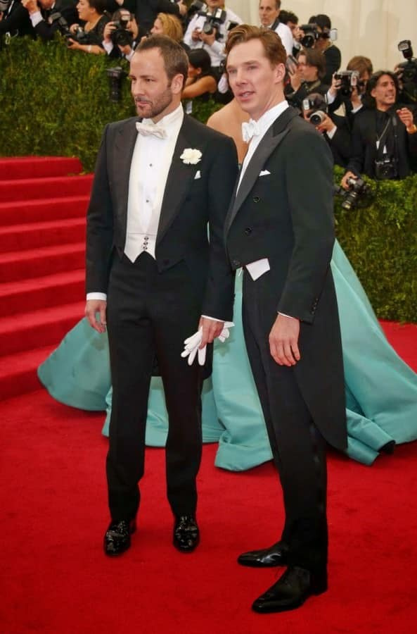 Met Gala 2014 Red Carpet Benedict Cumberbatch ja Tom Ford - kaksi parhaiten pukeutunutta miestä sinä yönä
