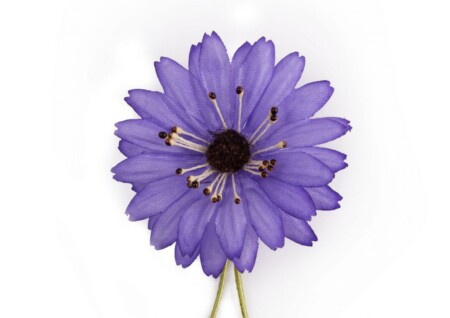 Violet Marguerite Silk Boutonniere Lapel Pin Flower
