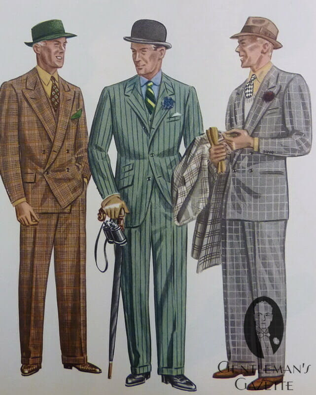 Costumes à carreaux et à carreaux (avec une bande de craie entre les deux) à partir de 1936