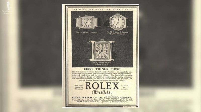 Une annonce dans un journal Rolex