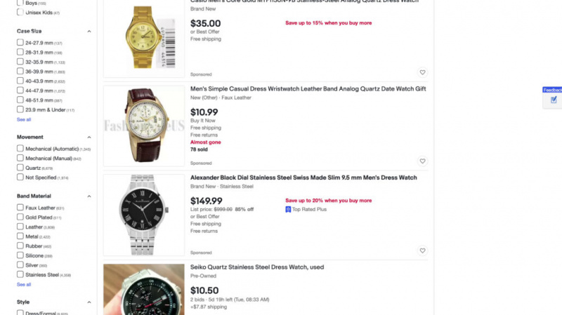 Seznam šatových hodinek Amazon