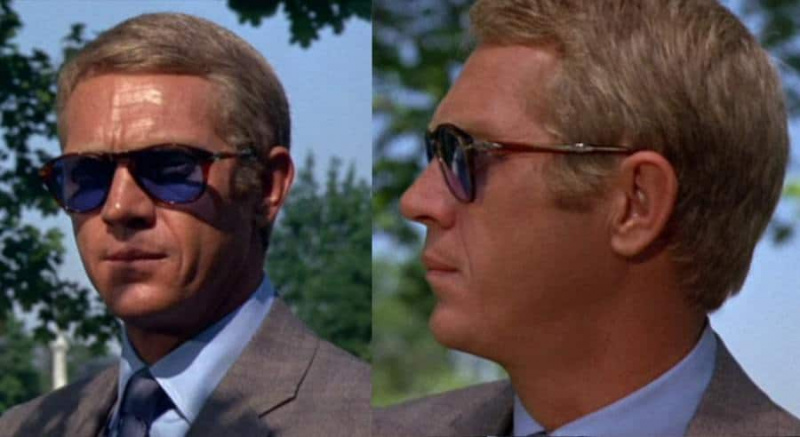 Steve McQueen em óculos de sol Persol