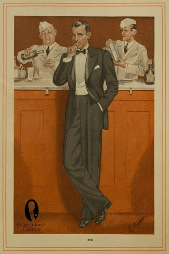 Двоструки бели прслук који се носи са смокингом из 1930-их.