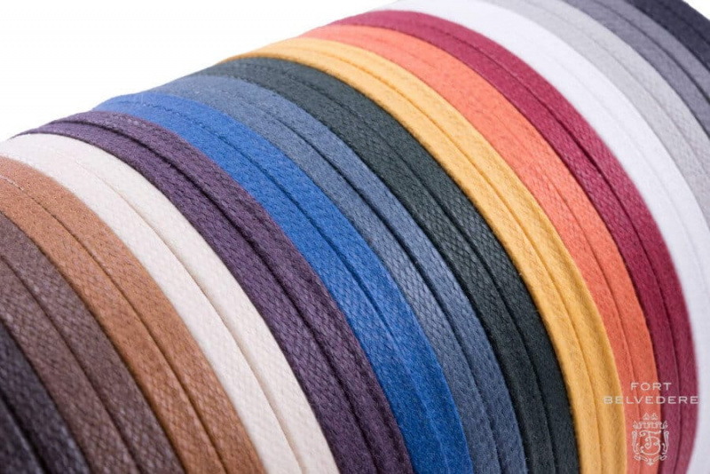 Vzorník barev ploché voskované bavlny - Luxusní tkaničky do bot od Fort Belvedere - Vyrobeno v Itálii