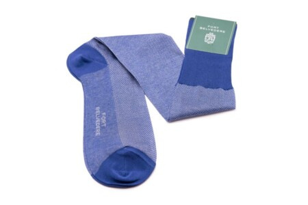 Velmi modré a bílé dvoubarevné pevné formální večerní ponožky - Fort Belvedere
