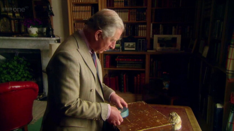 Prince Charles avec des poignets sur les manches de sa veste