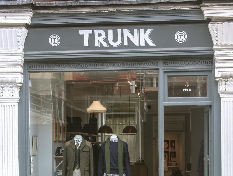 La devanture de Trunk Clothiers à Marylebone, Londres.