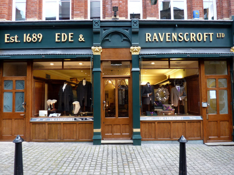 Ede & Ravenscroft vchod na Chancery Lane, Londýn