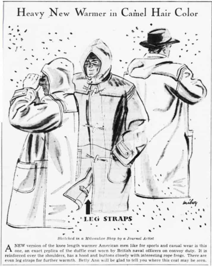 Duffle Coat dans le Milwaukee Journal de décembre 1941