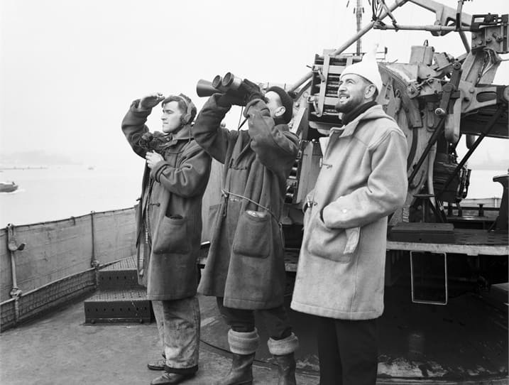 Duffle coats le 7 mars 1942 à bord du HMS ATHERSTON au large de Plymouth