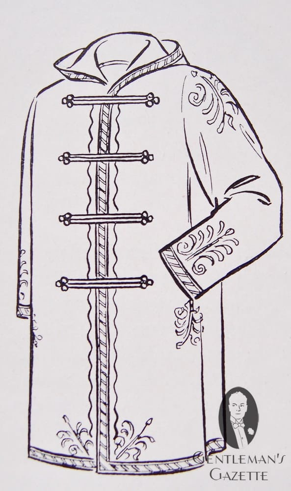 Redingote polonaise vers 1850 - prédécesseur du duffle-coat à bascule et capuche